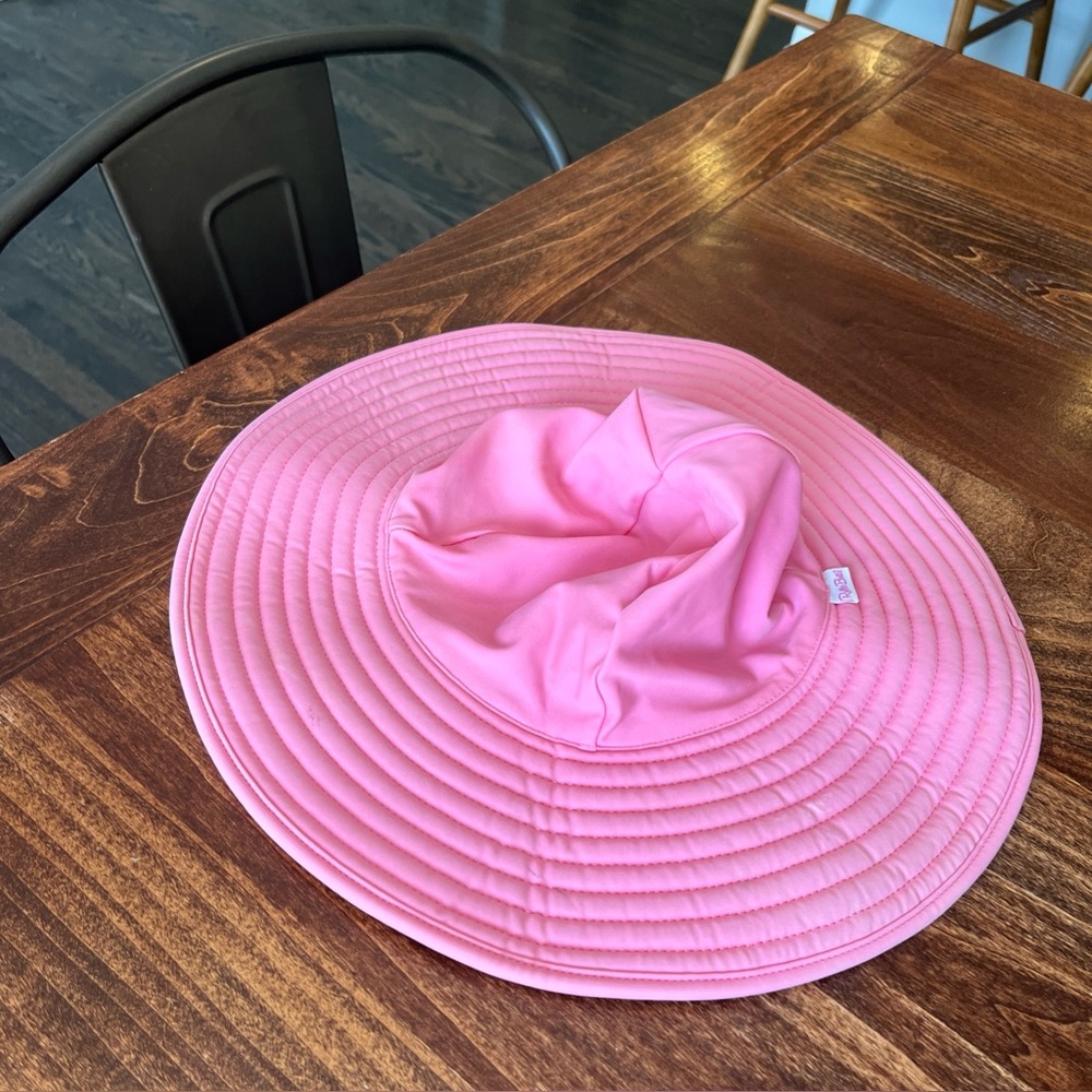Ruffle Butts Girls Swim Summer Sun Hat in Pink, 6-10 Yrs